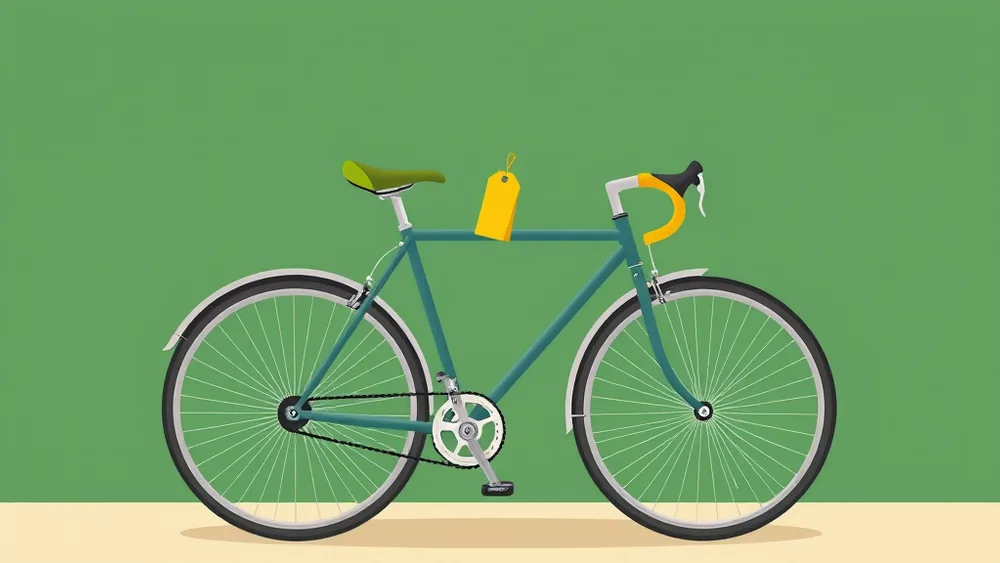 Illustration of a bicycle with a price tag, representing fair market value