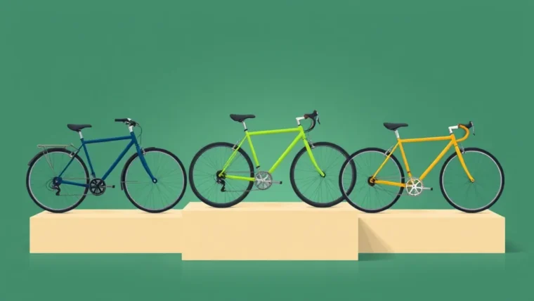 Illustration of three bicycles on a podium comparing schemes