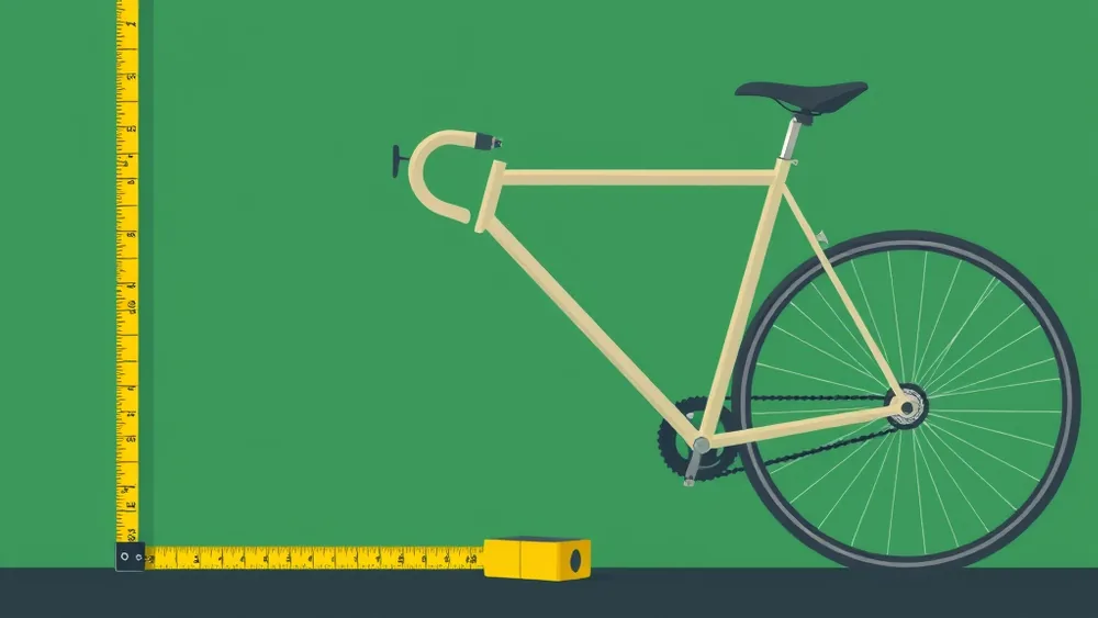 Illustration of a bicycle measured against a tape measure